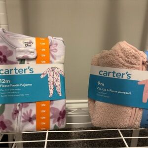 Carter's Pink and Purple Fleece Pajama Set and Pink Jumpsuit